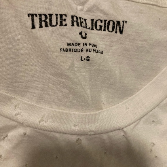 TRUE RELIGION buddha Logo distressed holes muscle tank top - Picture 6 of 7